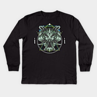 TIGER MASK SACRED GEOMETRY Kids Long Sleeve T-Shirt